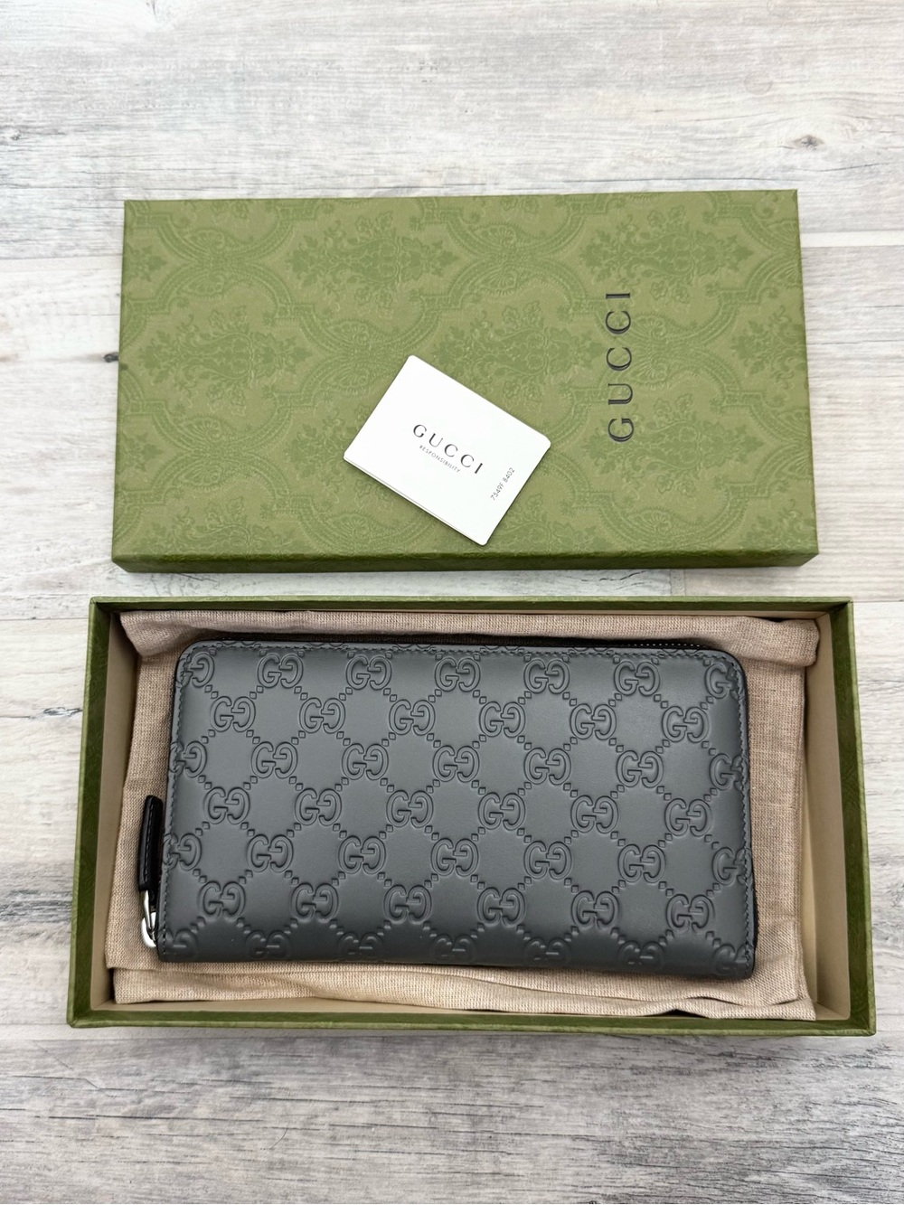 Gucci Grey GG Signature Leather XL Organizer Wallet